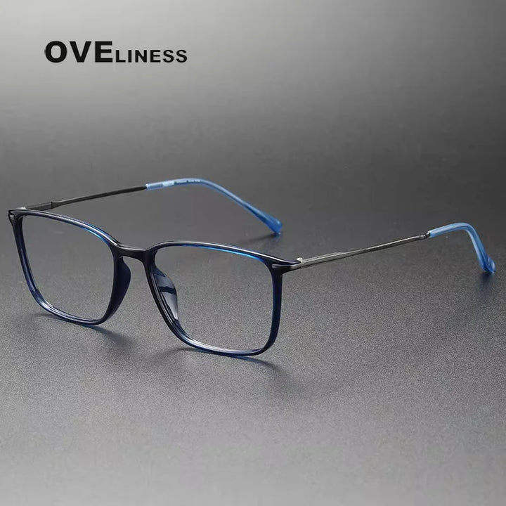 Oveliness Women's Full Rim Square Acetate Titanium Eyeglasses 8636 Full Rim Oveliness blue  