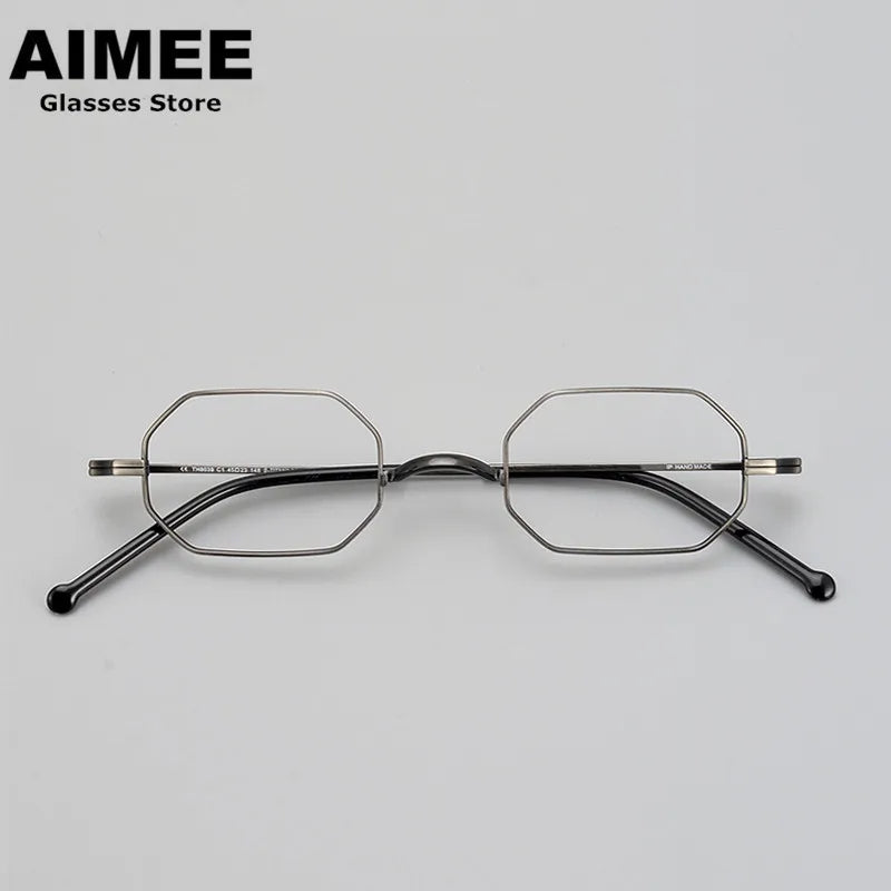 Aimee Unisex Full Rim Small Square Polygon Titanium Eyeglasses 88039 Full Rim Aimee   