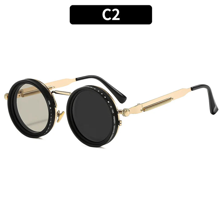 CCspace Unisex Full Rim Round Alloy Mr-3 Polarized Sunglasses 309654