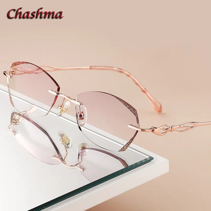 Chashma Ochki Women's Rimless Oval Titanium Eyeglasses 2156