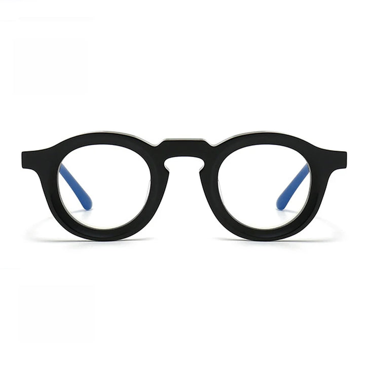Black Mask Unisex Full Rim Round Acetate Eyeglasses 442721 Full Rim Black Mask   