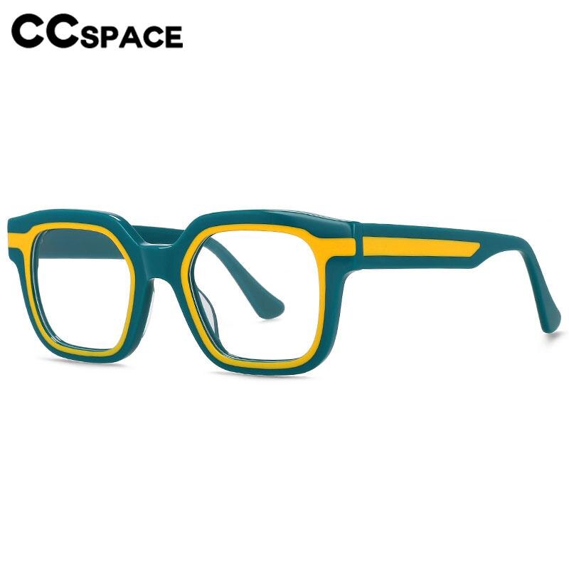 CCspace Unisex Full Rim Square Acetate Eyeglasses 56555 Full Rim CCspace   