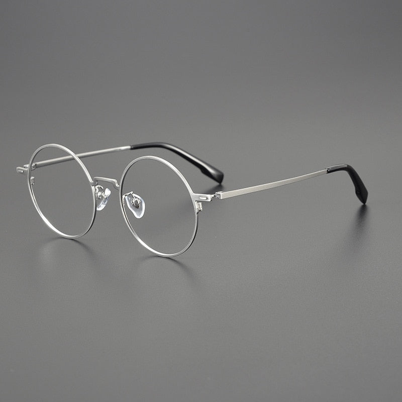 Gatenac Unisex Full Rim Round Titanium Eyeglasses Gxyj1116 Full Rim Gatenac Silver  