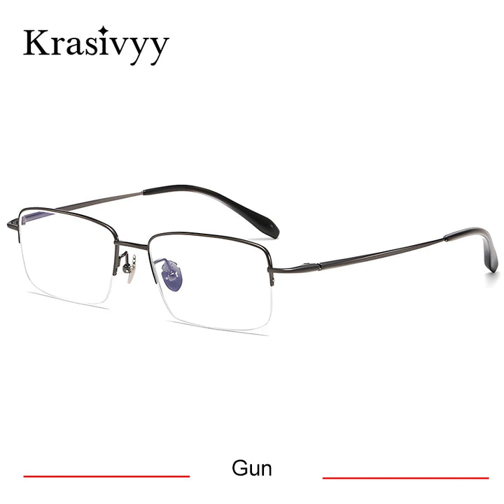 Krasivyy Men's Semi Rim Big Square Titanium Eyeglasses 316088