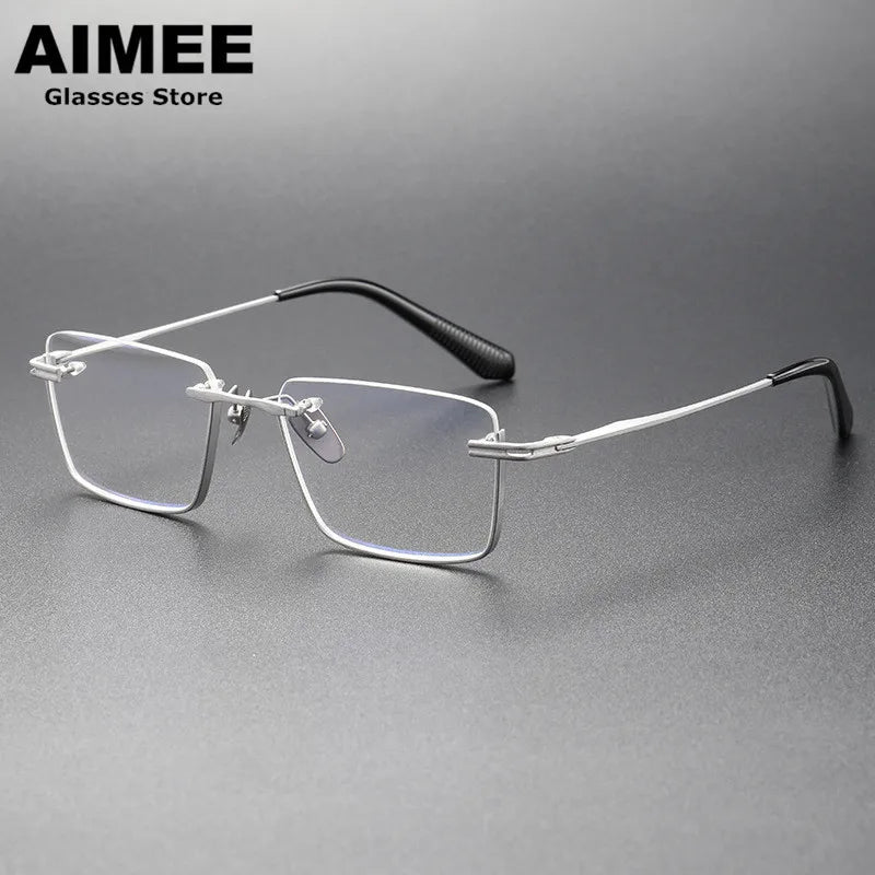 Aimee Unisex Semi Rim Square Titanium Eyeglasses 4416 Semi Rim Aimee   