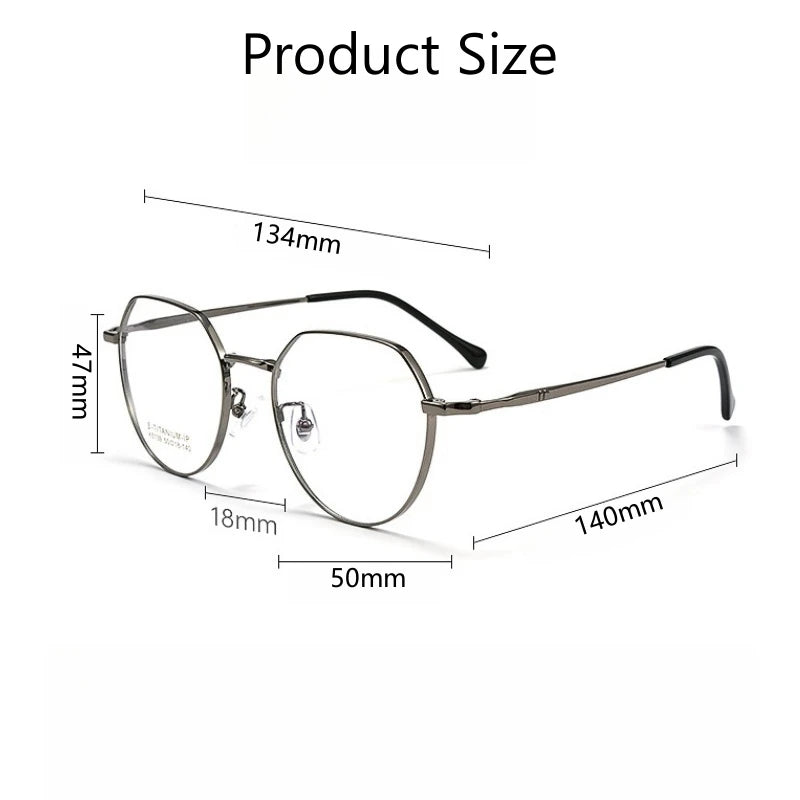 Yimaruili Women's Full Rim Flat Top Round Titanium Alloy Eyeglasses 945139 Full Rim Yimaruili Eyeglasses