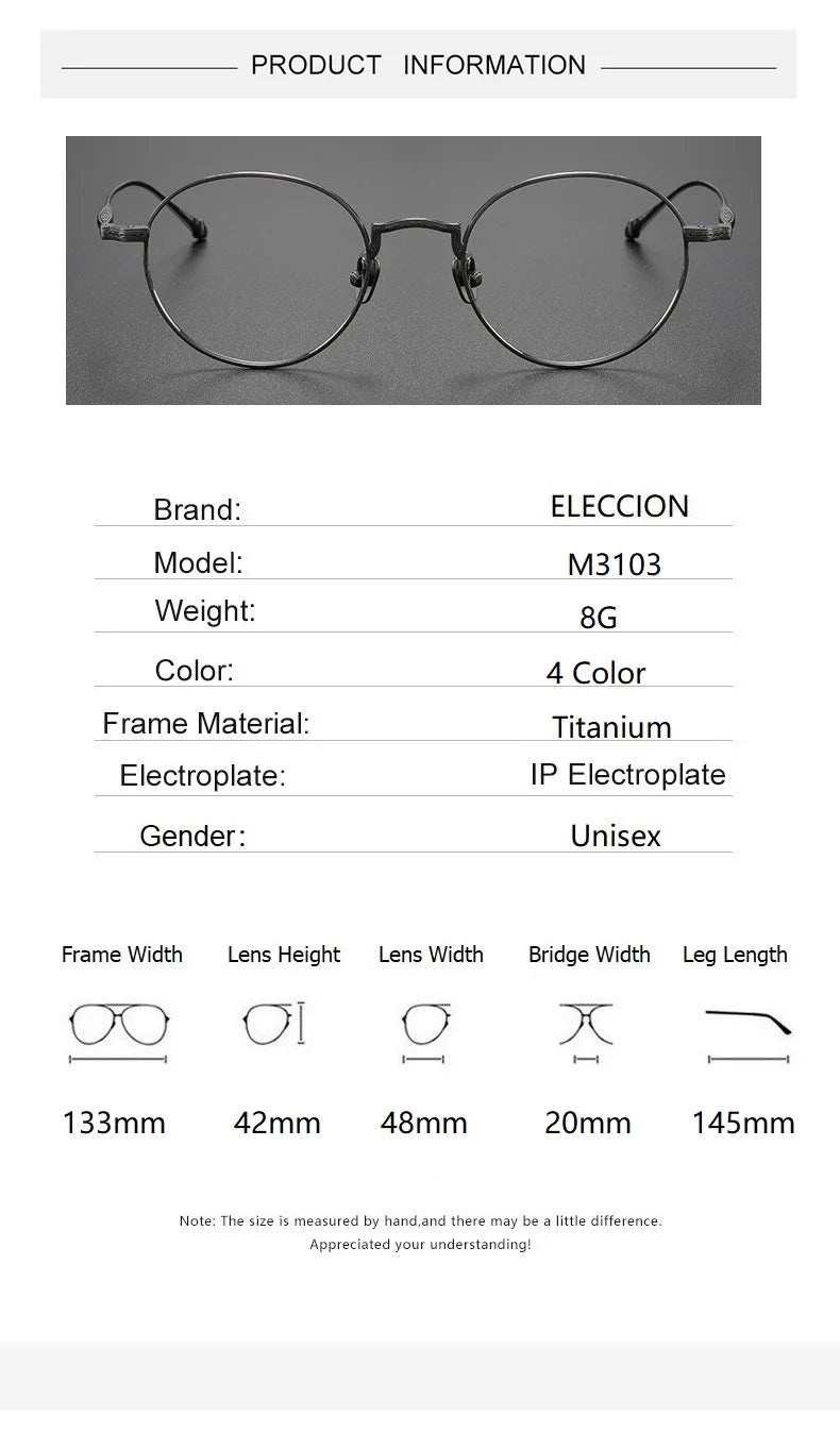 Eleccion Women's Full Rim Round Titanium Eyeglasses 43103 Full Rim Eleccion