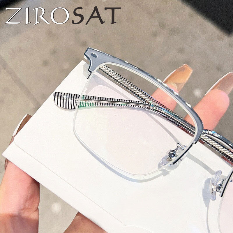 Zirosat Men's Semi Rim Square Tr 90 Titanium Eyeglasses 1586 Semi Rim Zirosat   