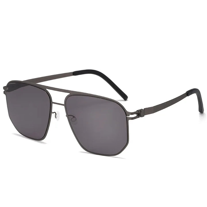 Black Mask Men's Full Rim Square Double Bridge Steel Sunglasses 396148