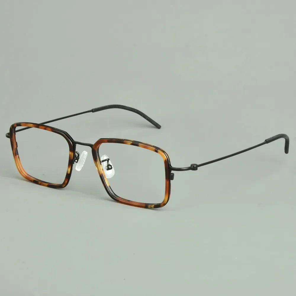 Aimee Unisex Full Rim Polygon Square Titanium Acetate Eyeglasses 13501 Full Rim Aimee Tortoise-Black  