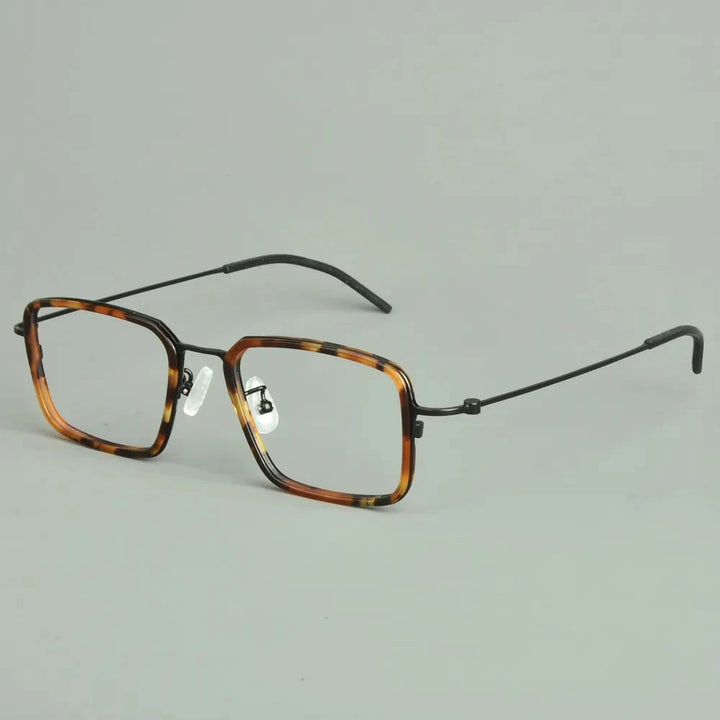 Aimee Unisex Full Rim Polygon Square Titanium Acetate Eyeglasses 13501 Full Rim Aimee Tortoise-Black  