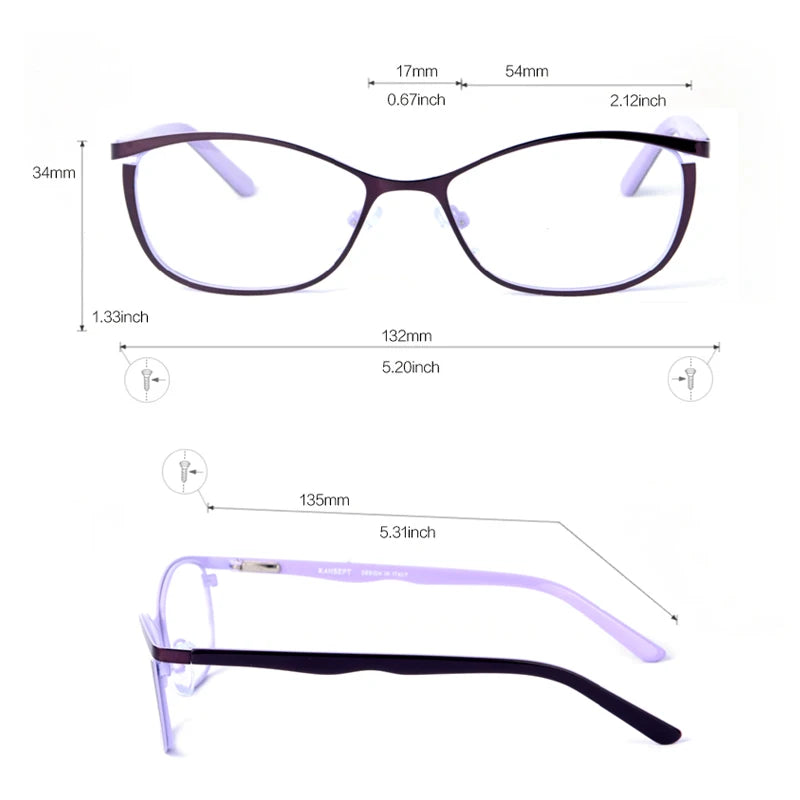 Kansept Women's Full Rim Square Cat Eye Stainless Steel Eyeglasses 759 Reading Glasses Kansept   