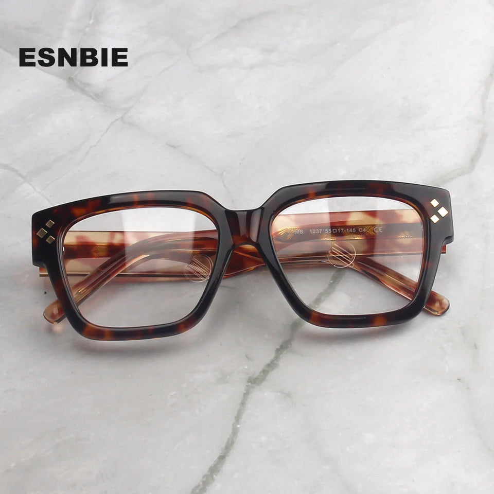 Esnbie Unisex Full Rim Square Brow Line Acetate Eyeglasses 912361