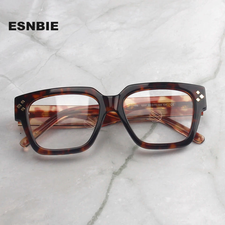 Esnbie Unisex Full Rim Square Brow Line Acetate Eyeglasses 912361