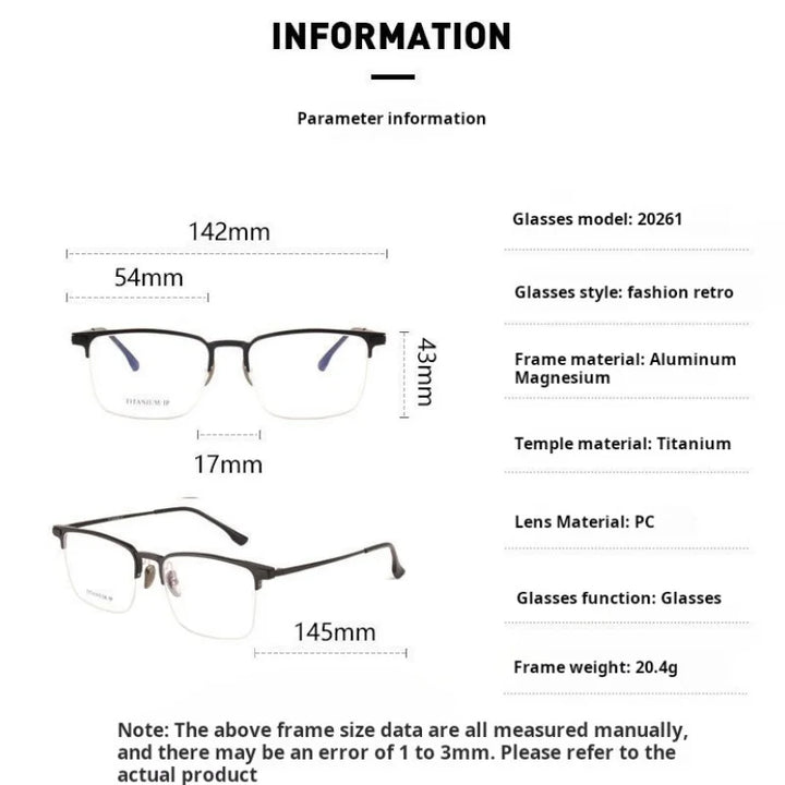 Momoja Unisex Full Rim Square Al Mg Titanium Eyeglasses 20261
