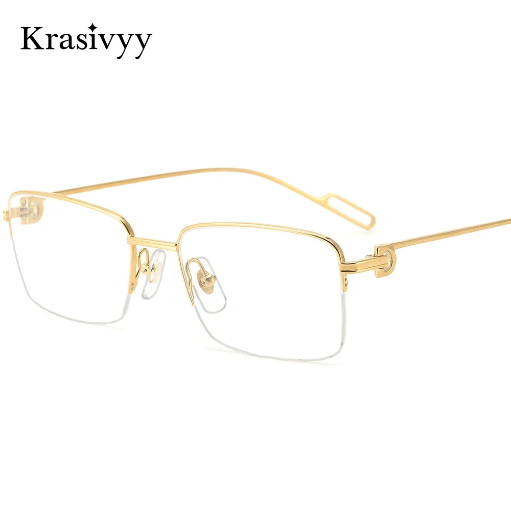 Krasivyy Women's Semi Rim Polygon Square Titanium Eyeglasses 420218