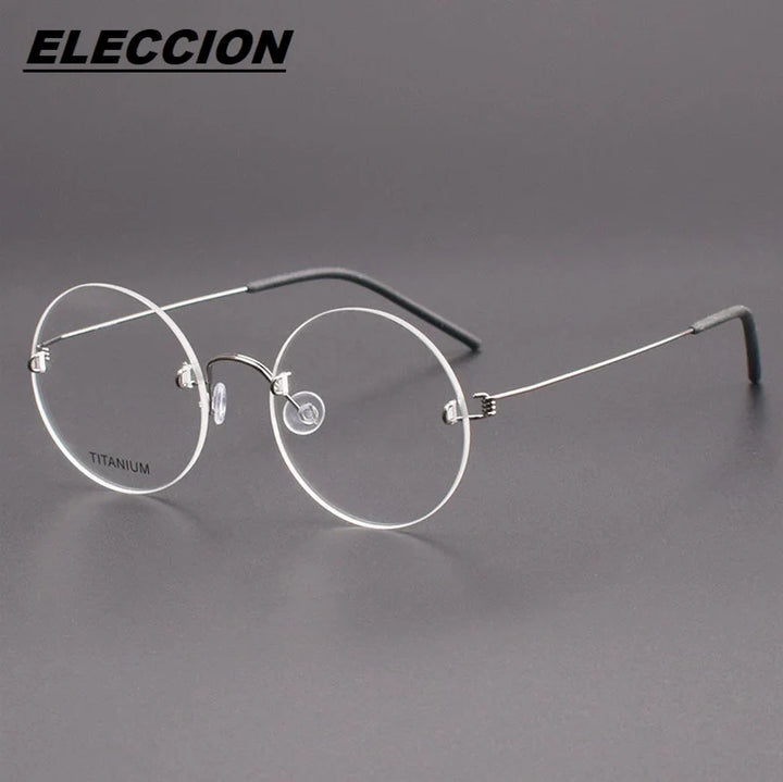 Eleccion Women's Rimless Round Screwless Titanium Eyeglasses 44356 Rimless Eleccion Gray CHINA