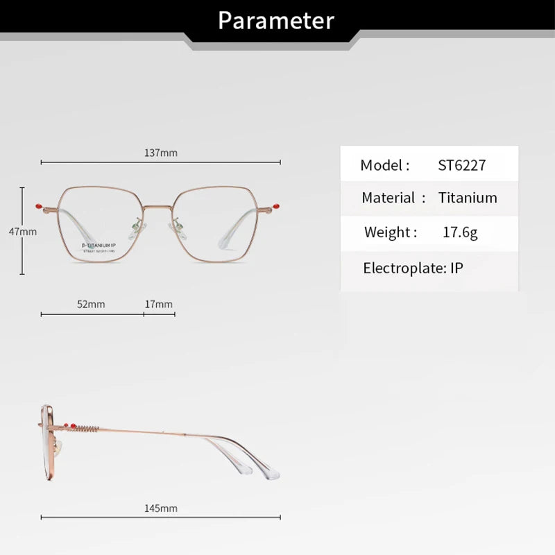 KatKani Unisex Full Rim Polygonal Titanium Alloy Eyeglasses T6227 Full Rim KatKani Eyeglasses   