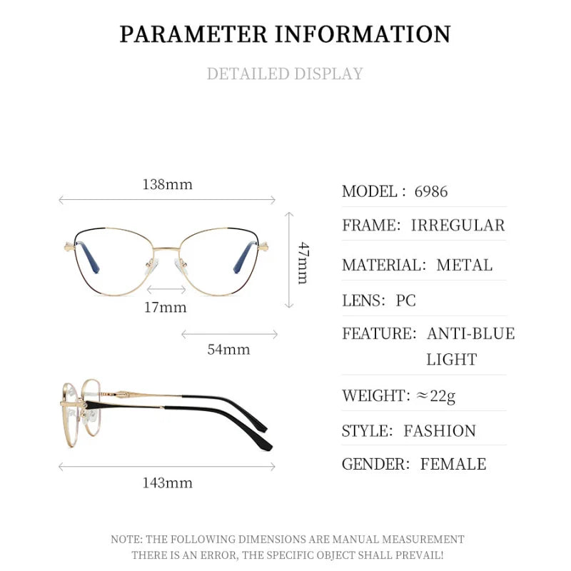 Xbora Women's Full Rim Oval Cat Eye Alloy Eyelasses 626986