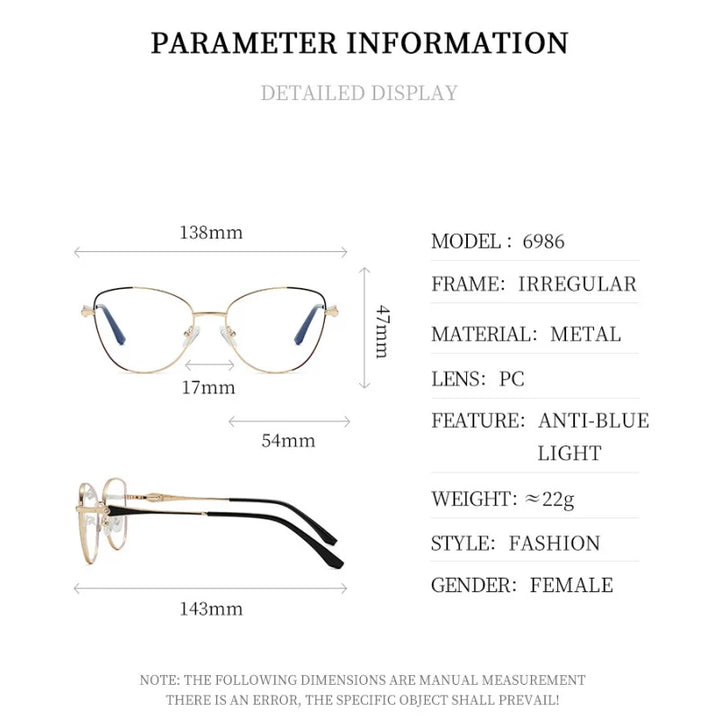 Xbora Women's Full Rim Oval Cat Eye Alloy Eyelasses 626986