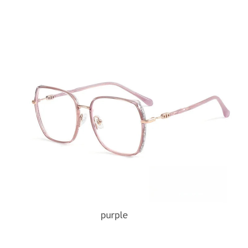 KatKani Women's Full Rim Square Alloy Acetate Eyeglasses M2288 Full Rim KatKani Eyeglasses purple  