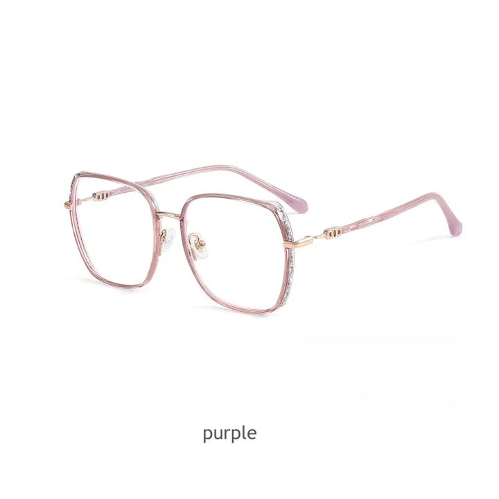 KatKani Women's Full Rim Square Alloy Acetate Eyeglasses M2288 Full Rim KatKani Eyeglasses purple  