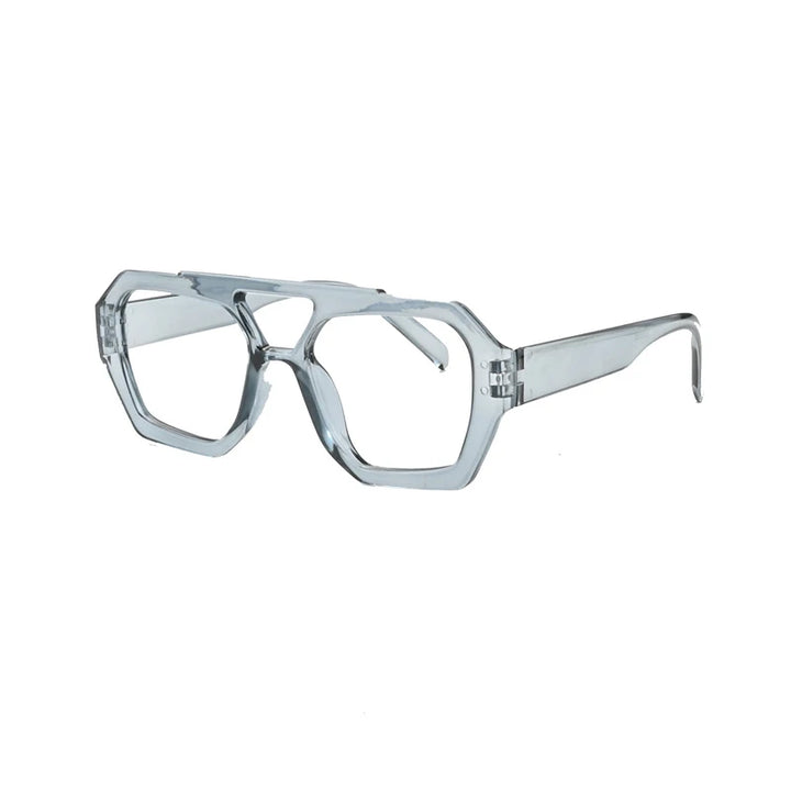 Kocolior Unisex Full Rim Polygon Double Bridge Tr 90 Reading Glasses 220033