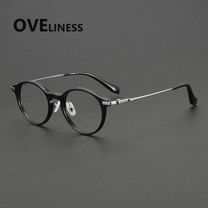 Oveliness Unisex Full Rim Round Oval Acetate Titanium Eyeglasses 90010