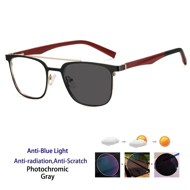 Kocolior Women's Full Rim Square Double Bridge Alloy Reading Glasses 91362