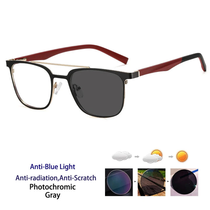 Kocolior Women's Full Rim Square Double Bridge Alloy Reading Glasses 91362
