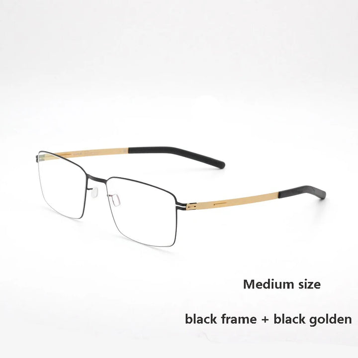 Aimee Unisex Full Rim Square Screwless Titanium Alloy Eyeglasses 13519 Full Rim Aimee Mid Black Golden  