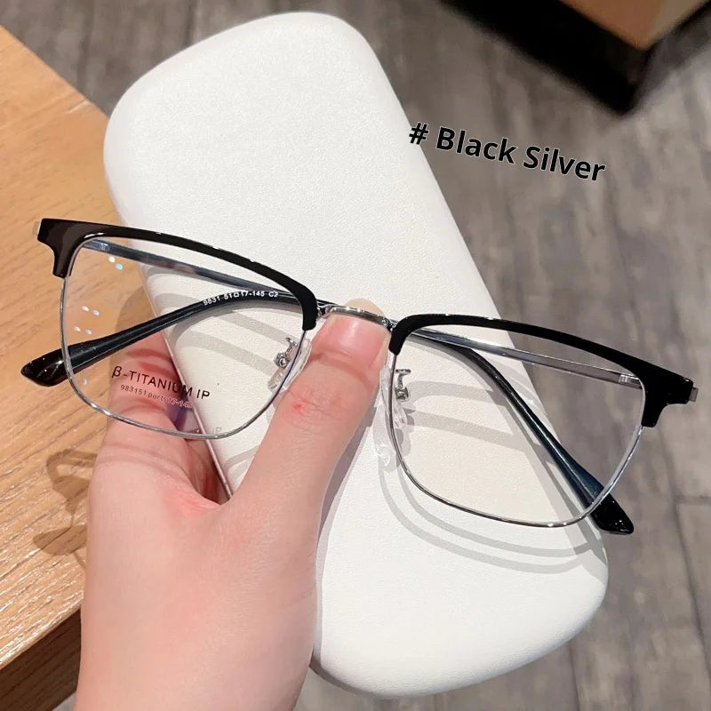 Xbora Unisex Full Rim Square Tr 90 Titanium Alloy Eyeglasses 549831