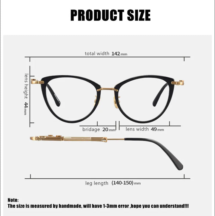 Aimee Women's Full Rim Cat Eye Titanium Acetate Eyeglasses 49142