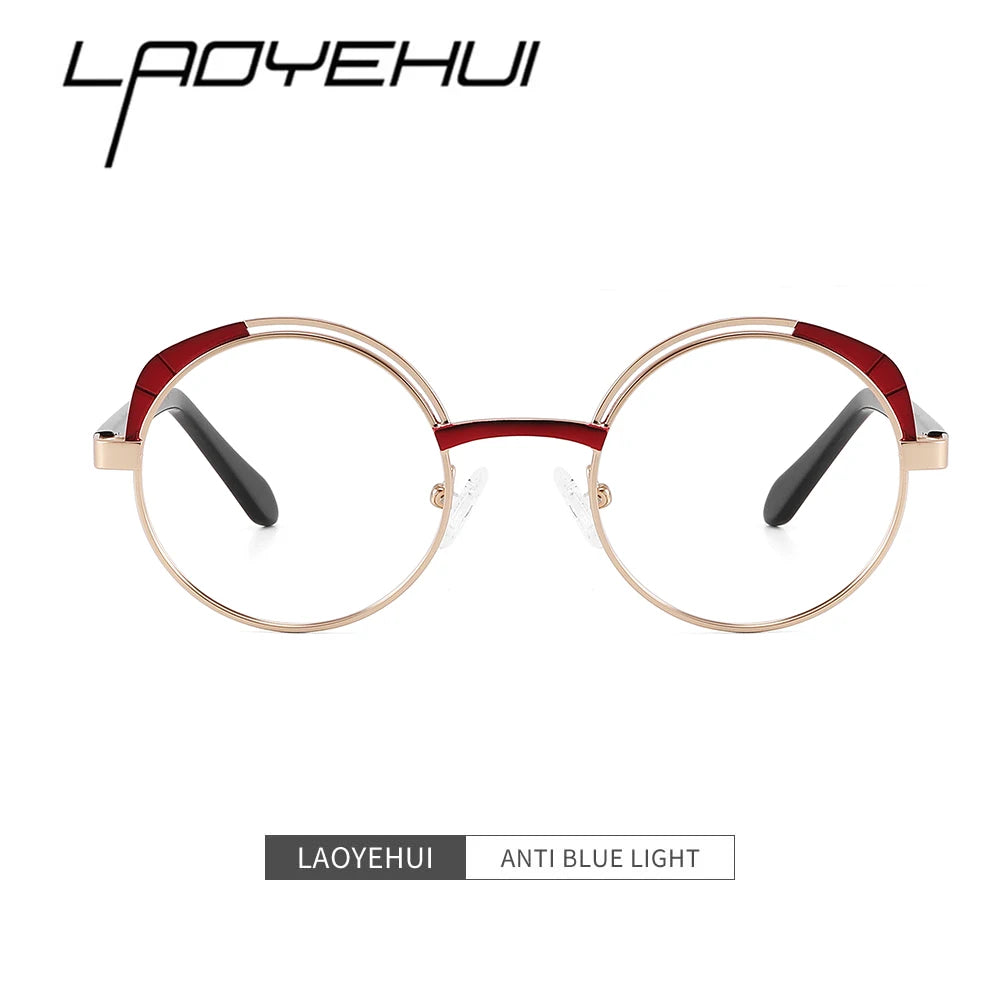 Laoyehui Women's Full Rim Round Alloy Reading Glasses G8950 Reading Glasses Laoyehui   