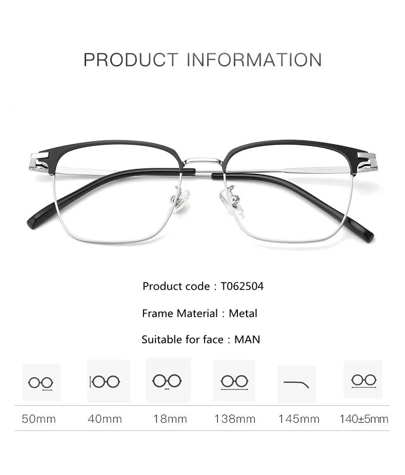 Kocolior Unisex Full Rim Square Alloy Hyperopic Reading Glasses 62504 Reading Glasses Kocolior   