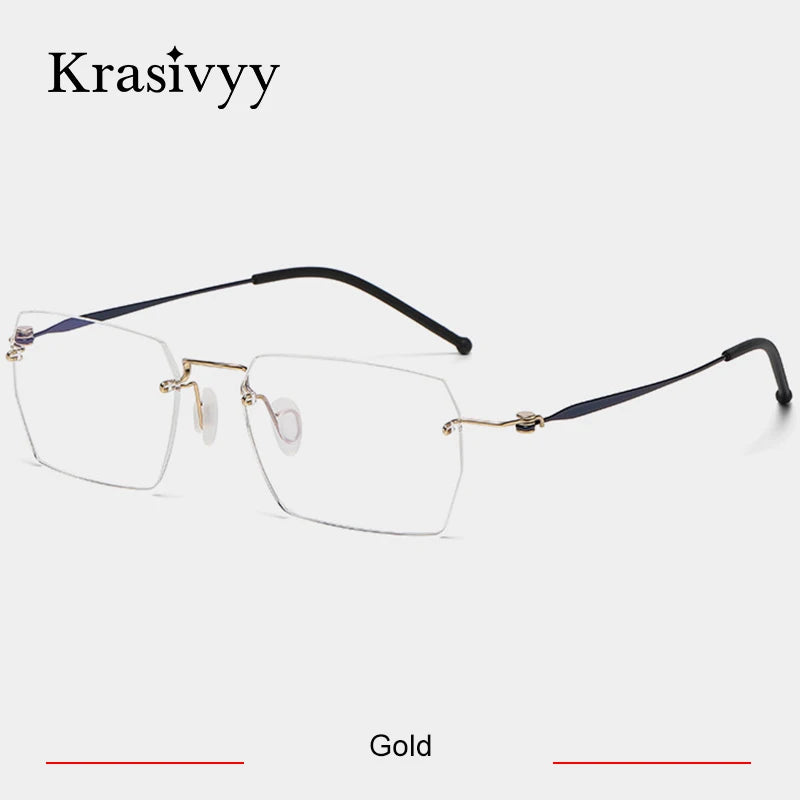 Krasivyy Unisex Rimless Square Titanium Alloy Eyeglasses 45937