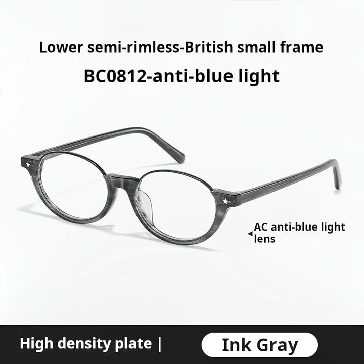 Momoja Unisex Full Rim Oval Acetate Titanium Eyeglasses 720812