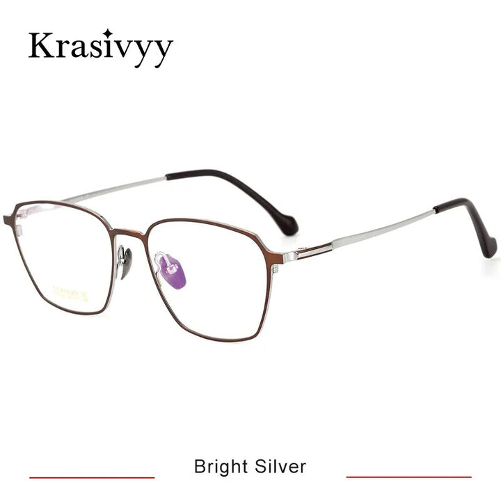 Krasivyy Men's Full Rim Polygon Titanium Eyeglasses Hm5006 Full Rim Krasivyy Bright Silver CN 