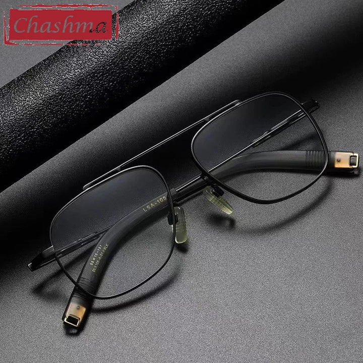 Chashma Ochki Unisex Full Rim Big Square Titanium Eyeglasses 44105 Full Rim Chashma Ochki   