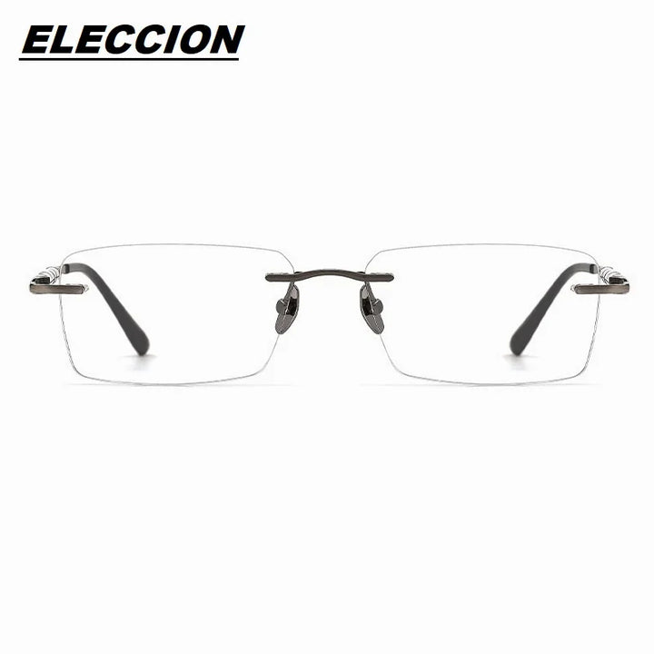 Eleccion Unisex Rimless Square Titanium Eyeglasses 7903