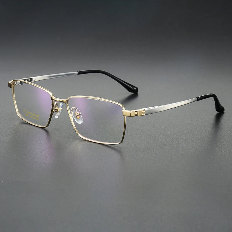 Muzz Men's Full Rim Big Polygon Square Titanium Eyeglasses 82911