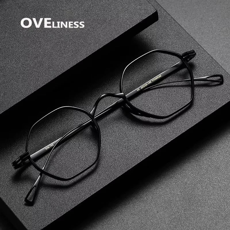 Oveliness Unisex Full Rim Polygon Titanium Eyeglasses 74152 Full Rim Oveliness