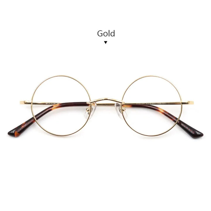 Hdcrafter Women's Full Rim Round Titanium Eyeglasses 43100 Full Rim Hdcrafter Eyeglasses Gold