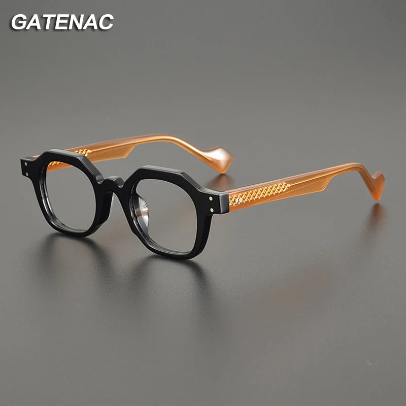 Gatenac Unisex Full Rim Flat Top Square Acetate Eyeglasses Gxyj1162 Full Rim Gatenac   