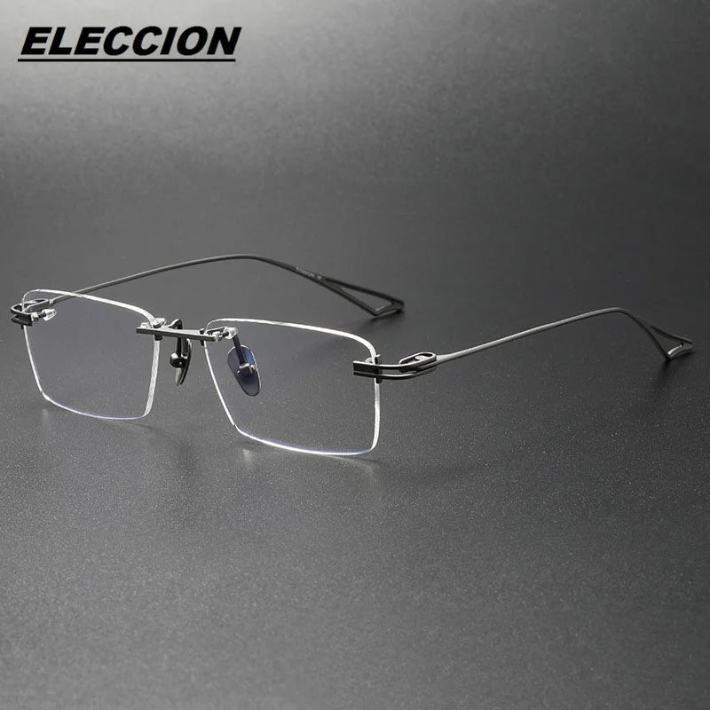 Eleccion Unisex Rimless Square Titanium Eyeglasses 16082