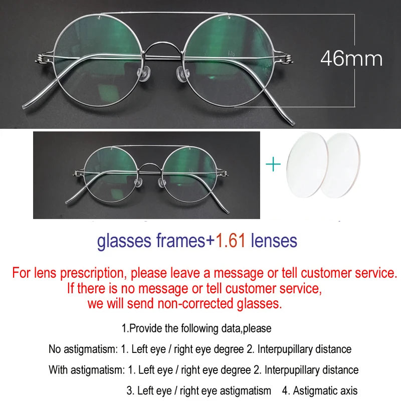 Yujo Unisex Full Rim Round Double Bridge Stainless Steel Eyeglasses Y4622 Full Rim Yujo C1 CHINA 