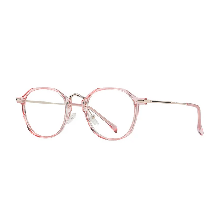 Ralferty Women's Full Rim Polygon Tr 90 Titanium Eyeglasses R847 Full Rim Ralferty C280 Clear Pink CHINA 