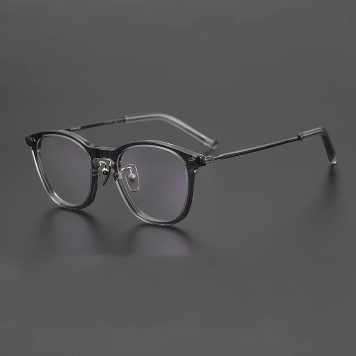 Black Mask Unisex Full Rim Irregular Square Titanium Acetate Eyeglasses M86 Full Rim Black Mask Gray  