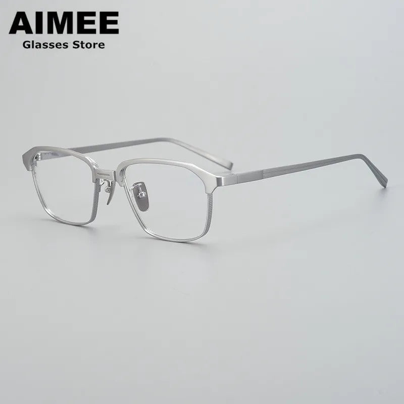 Aimee Unisex Full Rim Square Titanium Eyeglasses 41824 Full Rim Aimee Silver  