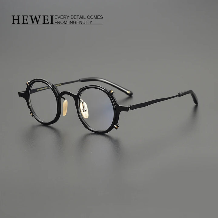 Hewei Unisex Full Rim Irregular Round Titanium Eyeglasses 130083 Full Rim Hewei   